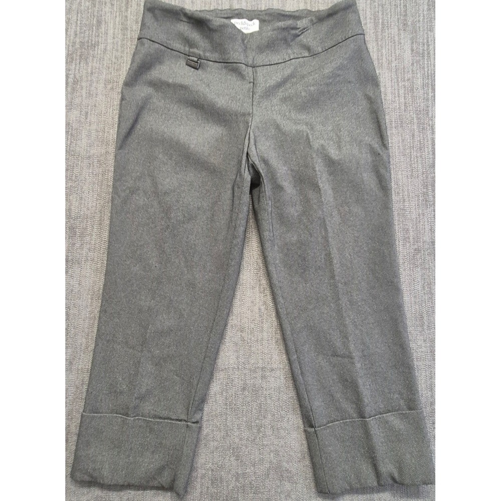 Peck & Peck gray stretch capri pants women's 12P cuffed career office casual